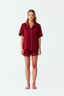 Dilia Deep Burgundy Silk Short Pyjama Set