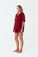 Dilia Deep Burgundy Silk Short Pyjama Set