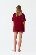 Dilia Deep Burgundy Silk Short Pyjama Set
