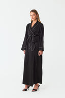 Olla Classic Black Silk Long Robe