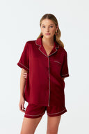 Dilia Deep Burgundy Silk Short Pyjama Set