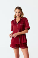 Dilia Deep Burgundy Silk Short Pyjama Set