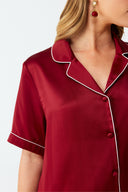 Dilia Deep Burgundy Silk Short Pyjama Set