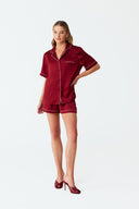 Dilia Deep Burgundy Silk Short Pyjama Set