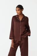 Mareya Warm Brown Silk Lounge Suit