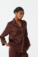 Mareya Warm Brown Silk Lounge Suit