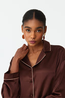 Mareya Warm Brown Silk Lounge Suit