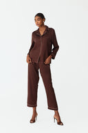 Mareya Warm Brown Silk Lounge Suit